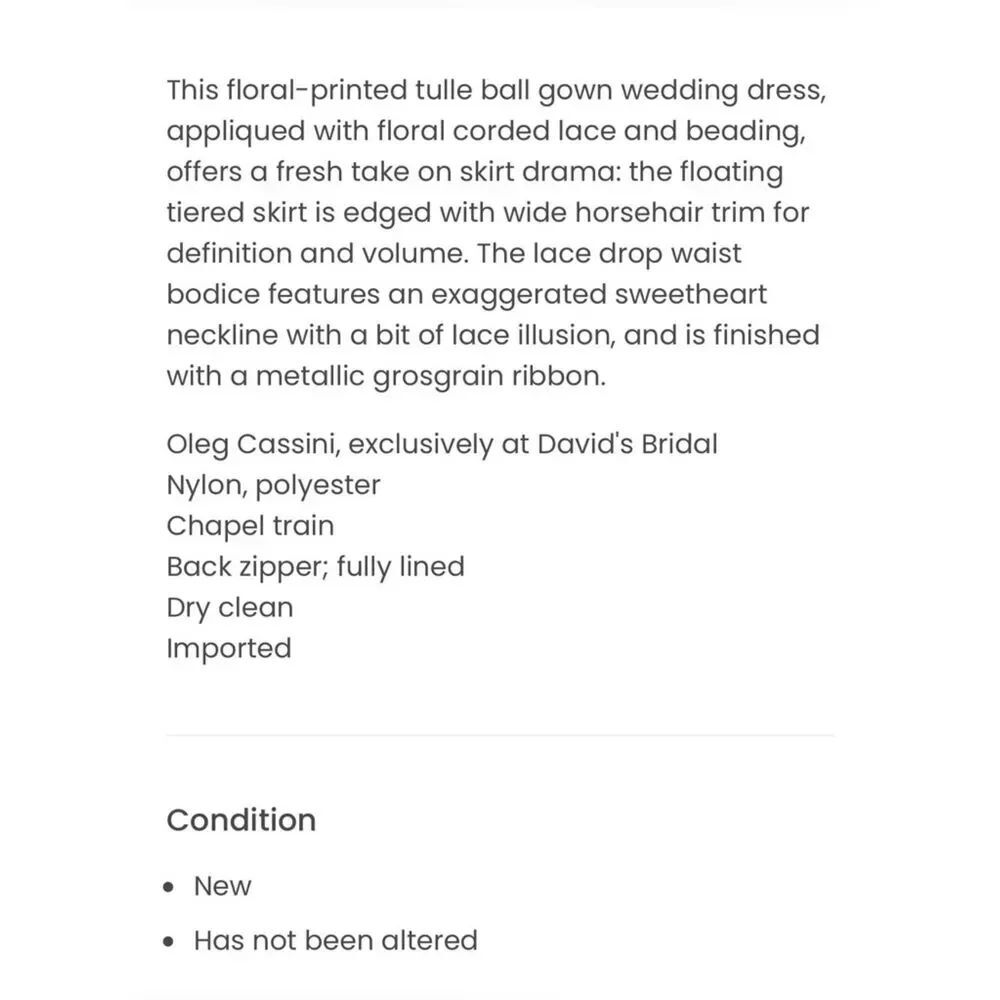 Oleg Cassini Size 16 W Ivystone White Strapless Lace Wedding Dress Layered Train - Picture 14 of 16